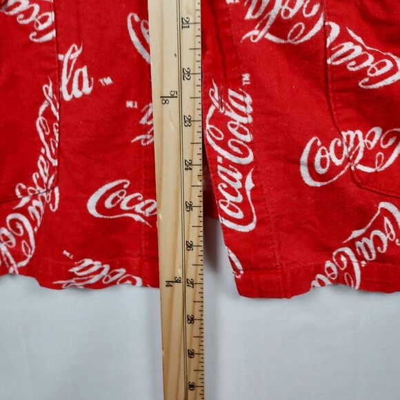 Coca-Cola Men’s Medium Red All-Over Logo Button-Up Shirt Vintage Promo - Picture 5 of 9